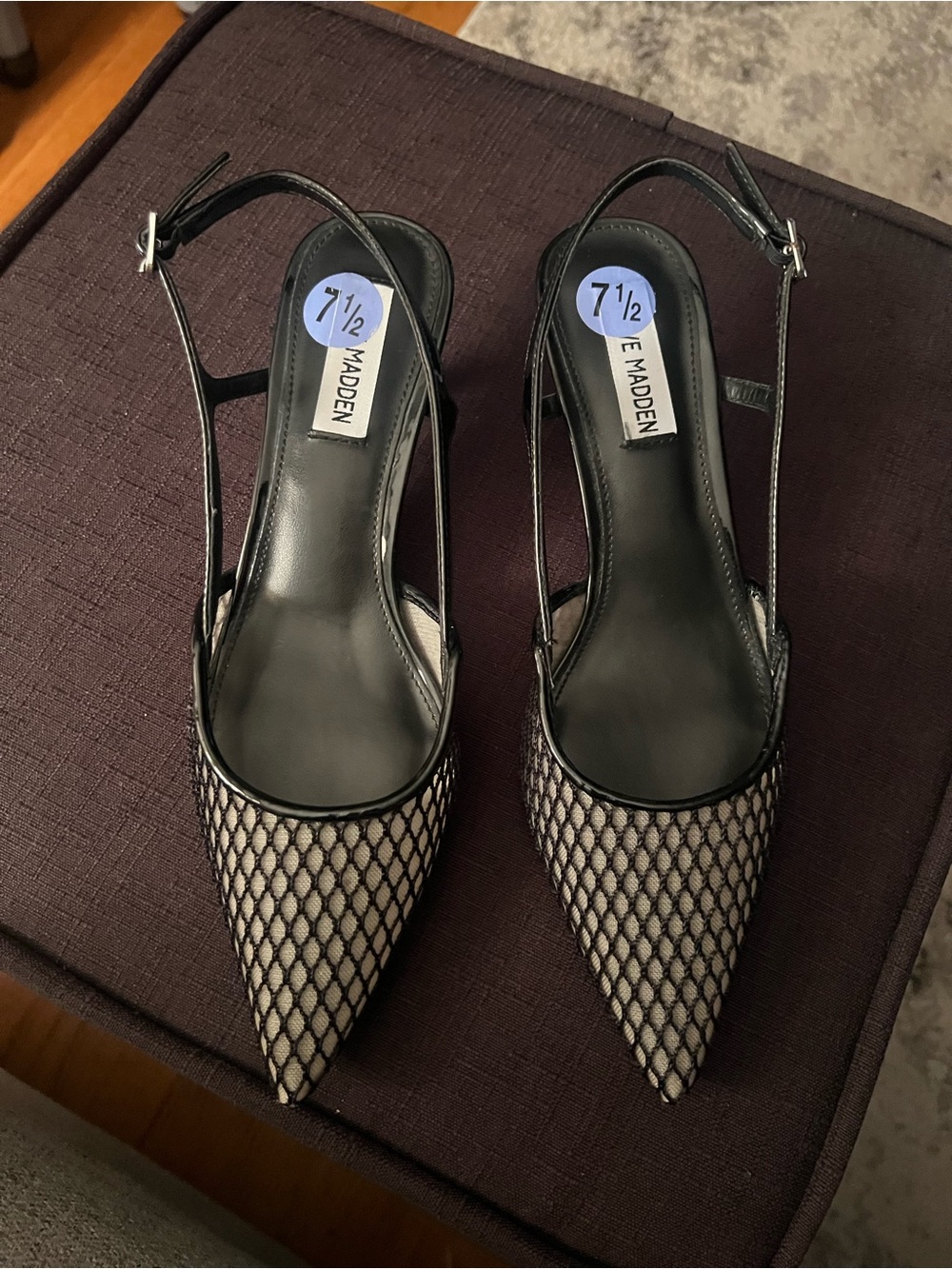 Steve Madden Mesh Kitten Heel Slingbacks